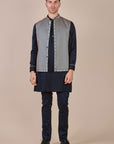 Navy Blue - Ivory Nehru Jacket