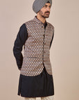 Ivory - Navy Blue Nehru Jacket
