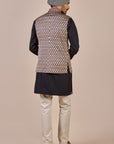 Ivory - Navy Blue Nehru Jacket