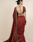 Caramine Red Saree Set