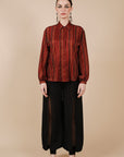 Caramine Red Striped Long Top
