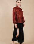 Caramine Red Striped Long Top
