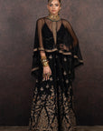 Caviar Black Anarkali Set | Muraqqa