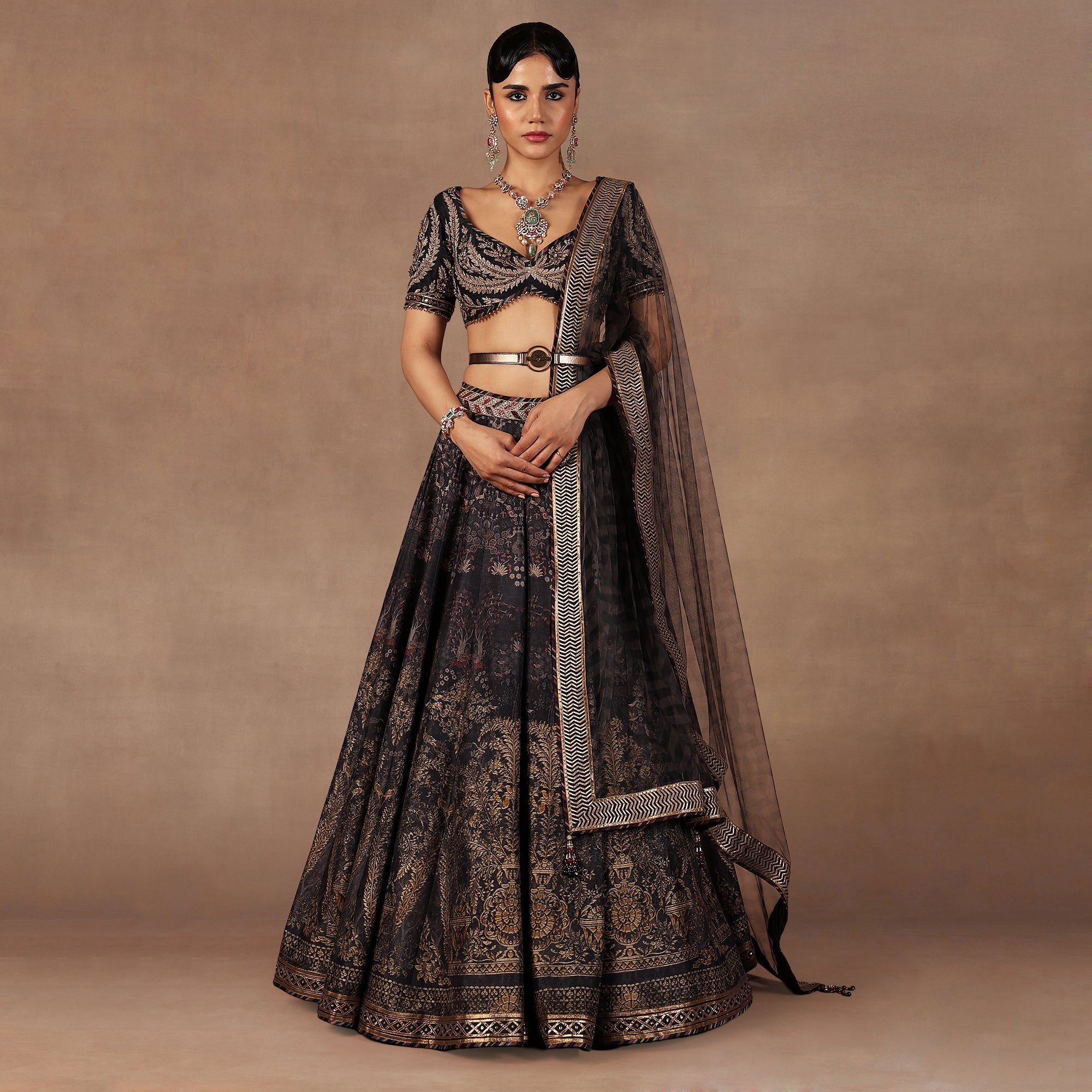 Charcoal Black Skirt Set