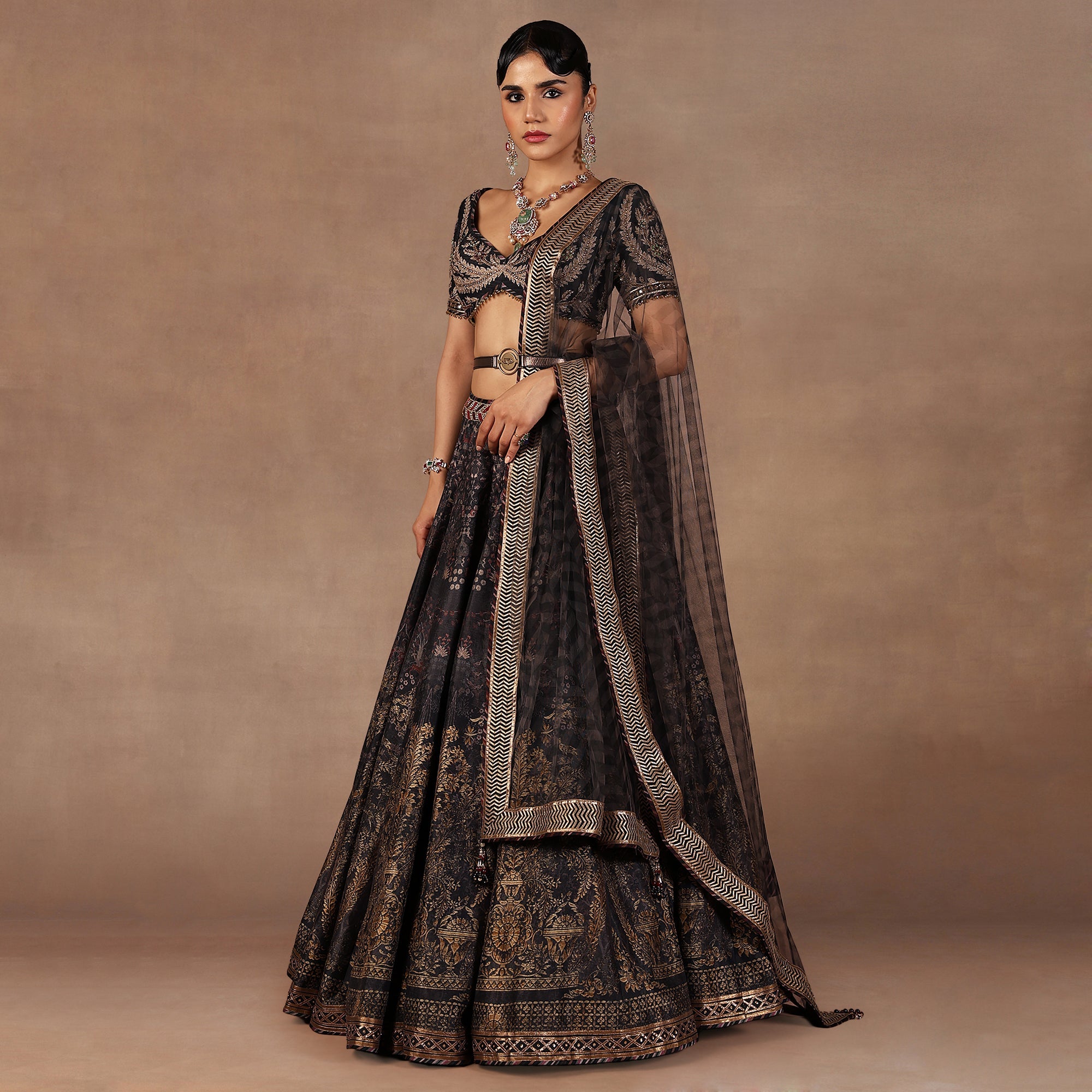 Charcoal Black Skirt Set