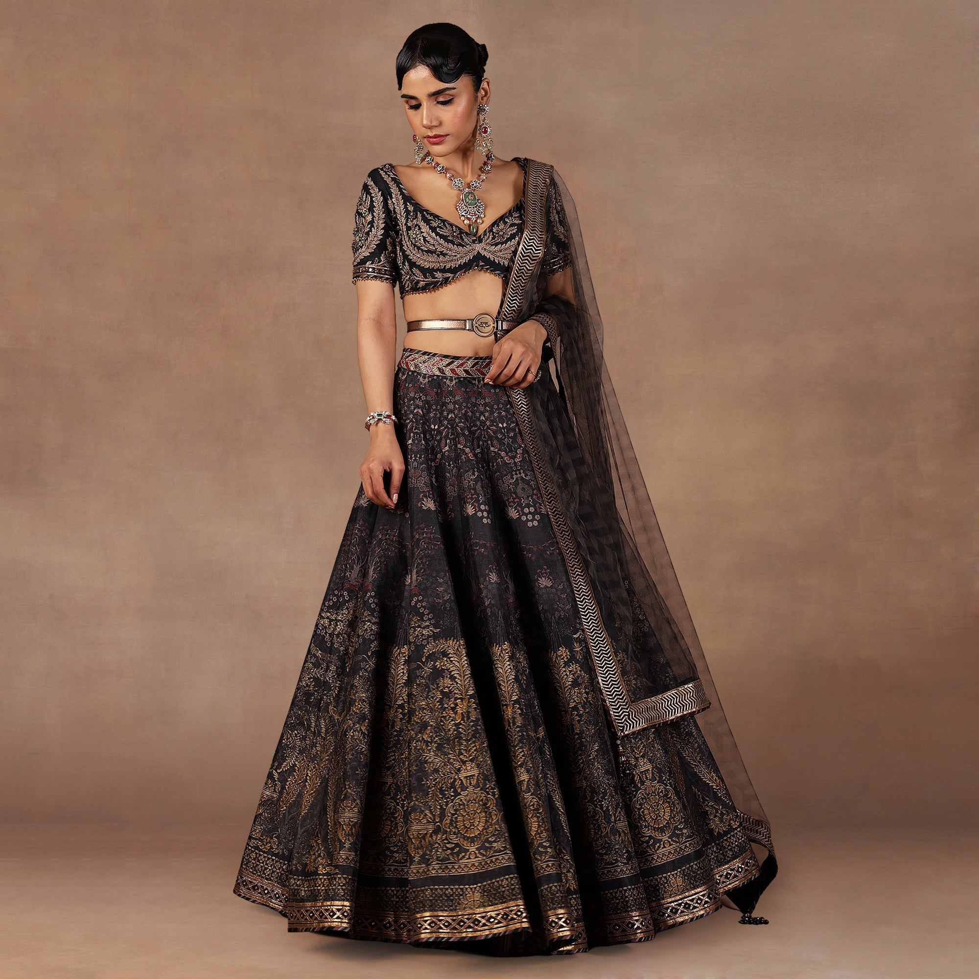 Charcoal Black Skirt Set