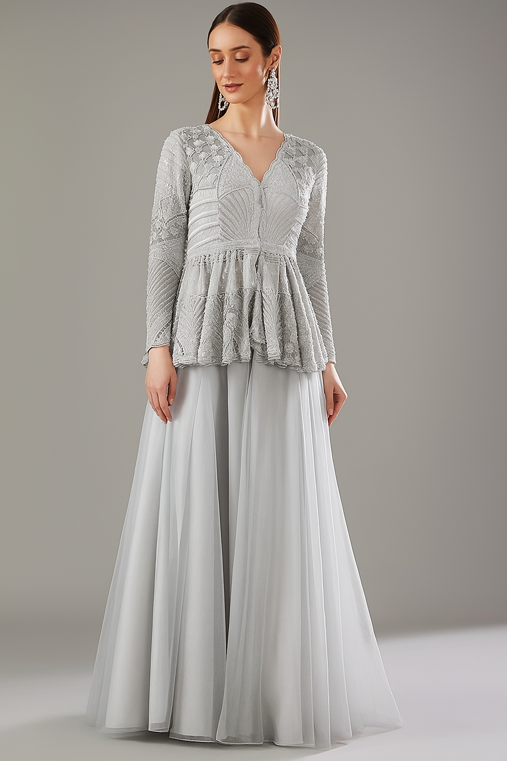 Grey Peplum Set - Ready to Ship