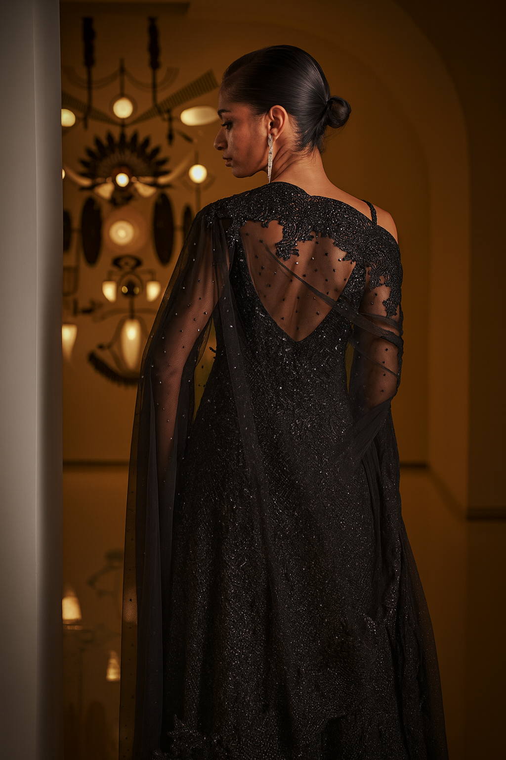 Black Sequin Sharara Set - Ready to Ship