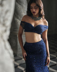 Navy Sequin Skirt Set