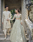 Champagne Paisley Sherwani Set - Ready to Ship