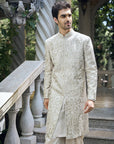 Champagne Paisley Sherwani Set - Ready to Ship