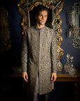 Steel Grey Sherwani Set - Ready to Ship