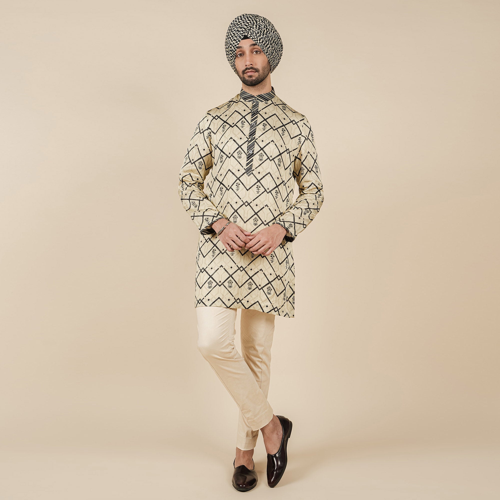 Creme Ivory Printed Kurta