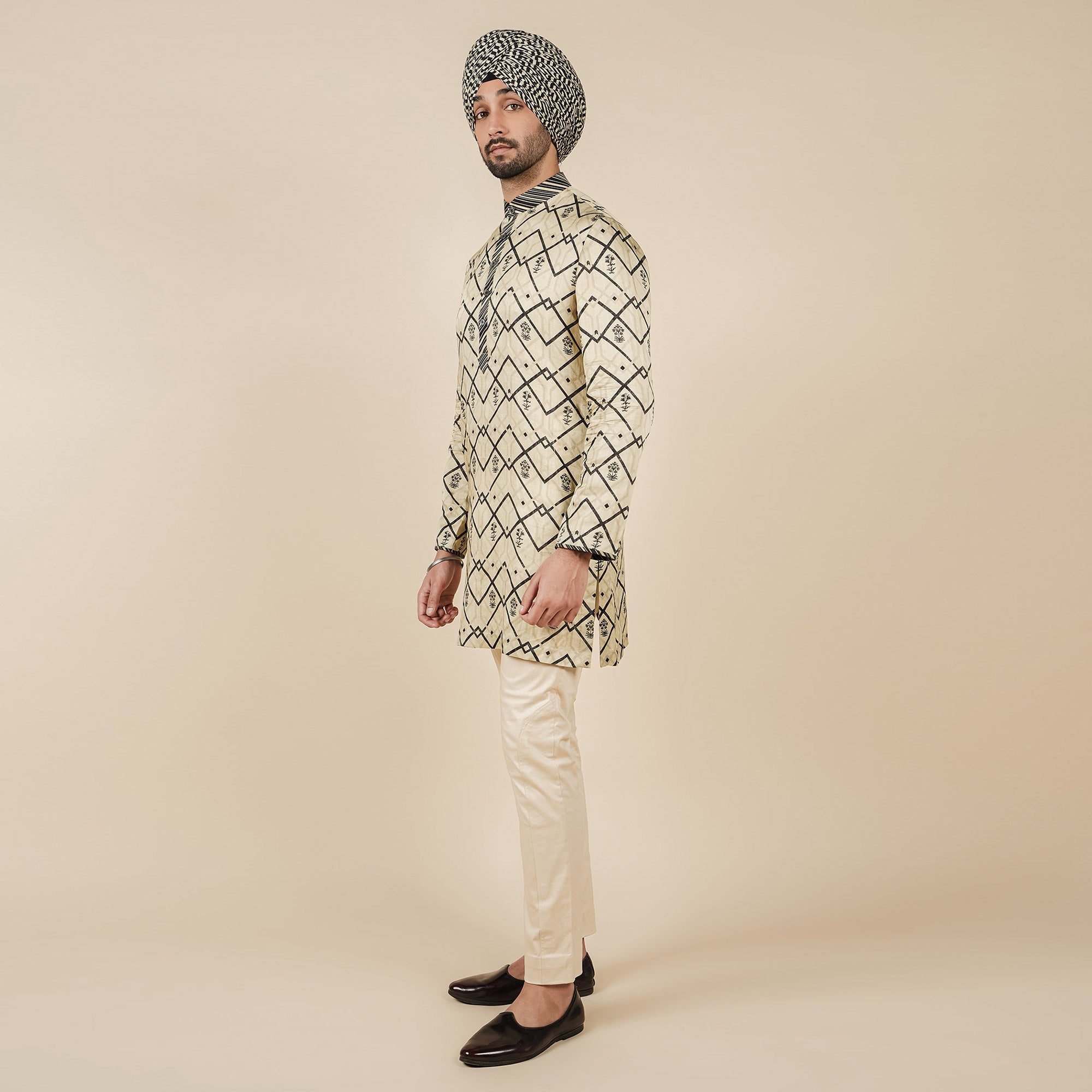 Creme Ivory Printed Kurta