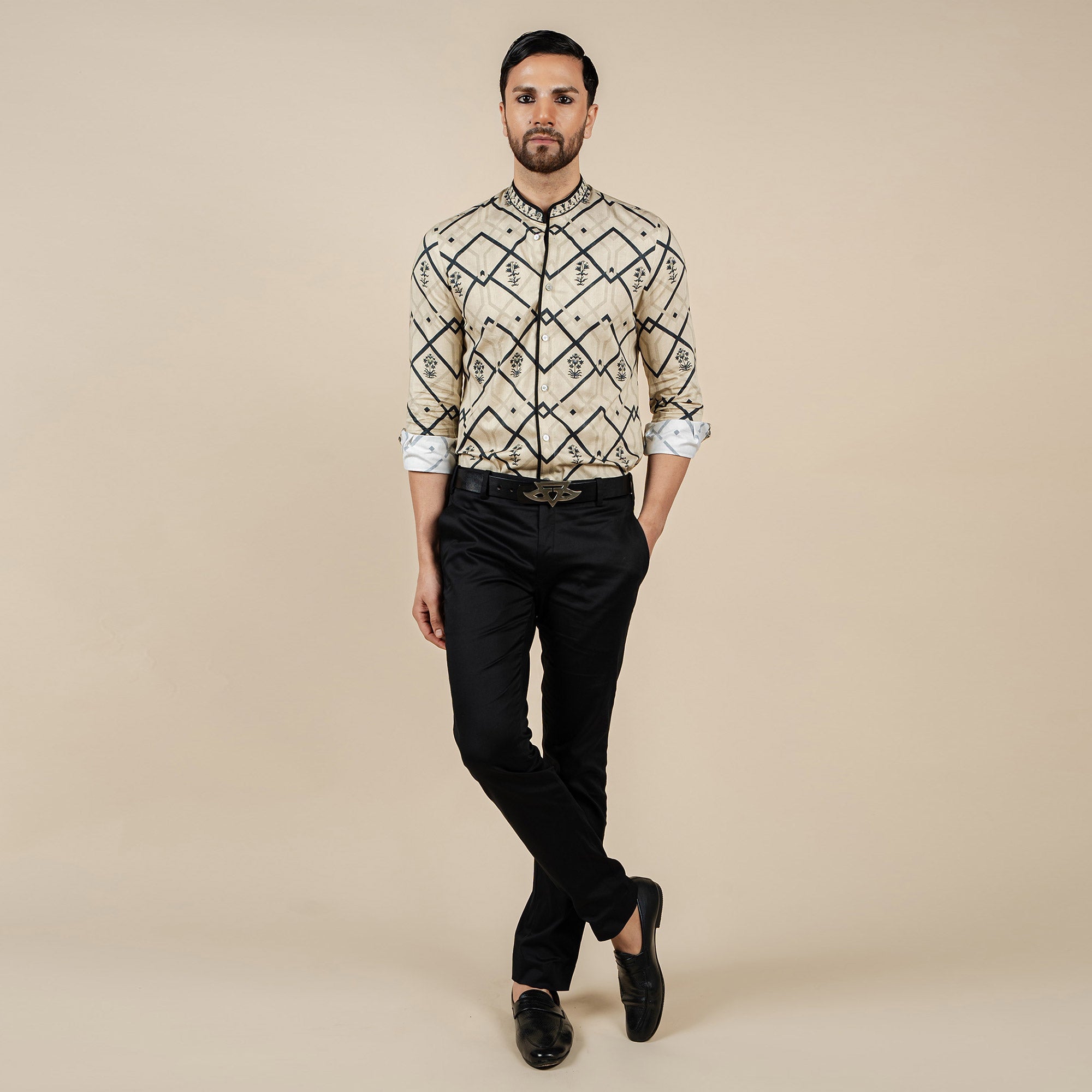 Creme Ivory Printed Shirt