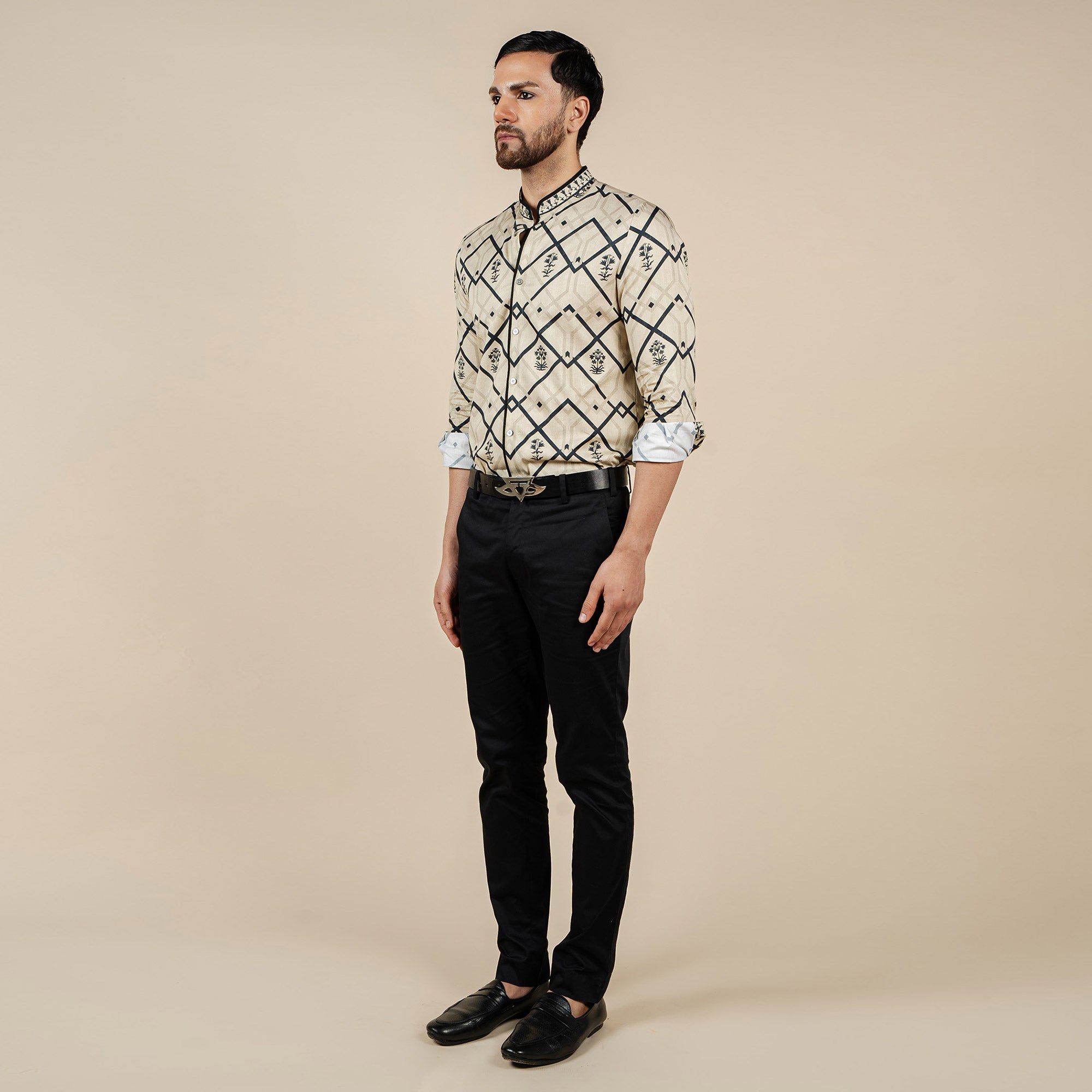 Creme Ivory Printed Shirt