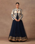 Creme Ivory -Blue Alika Jacket | Muraqqa