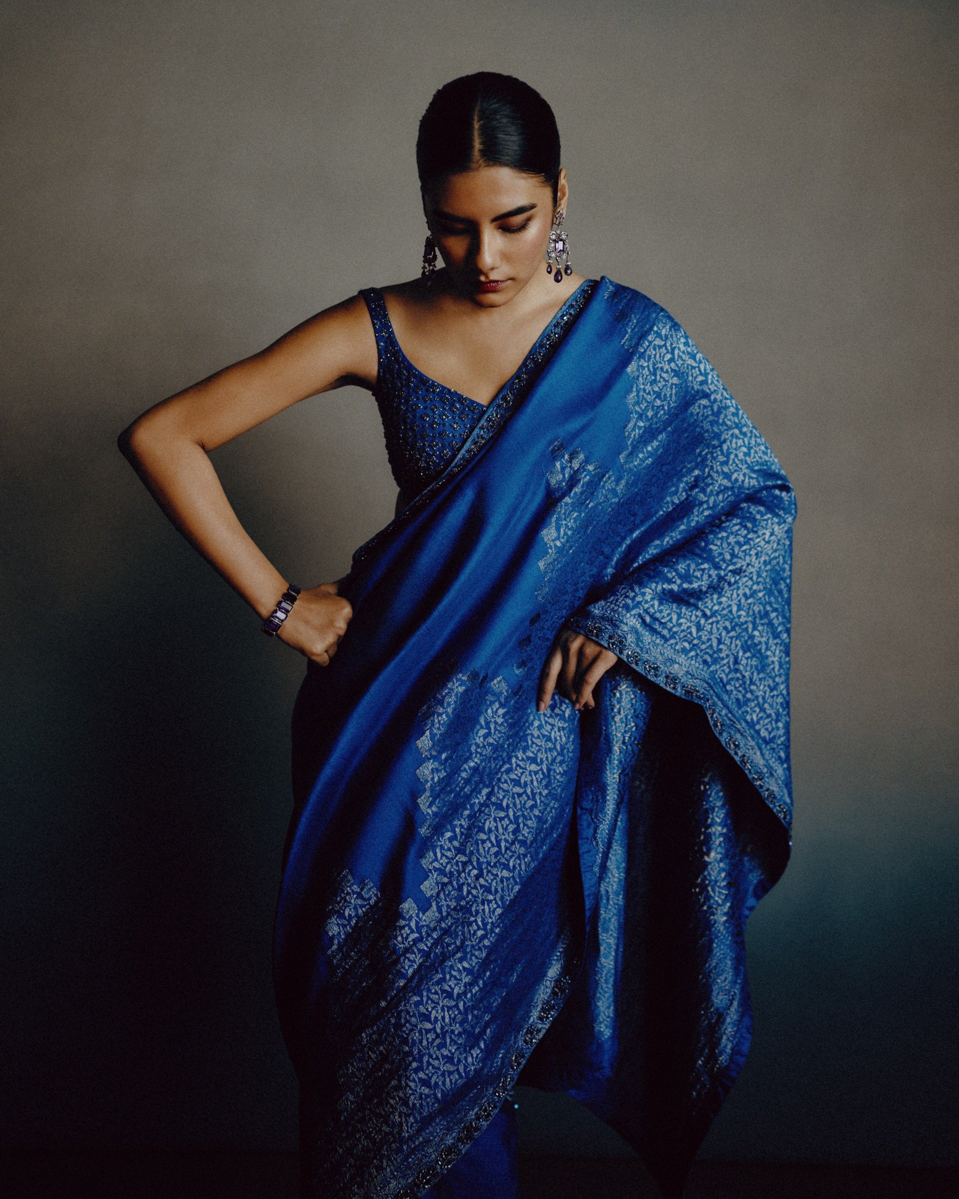 Azure-Teal Heritage Saree