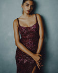 Wine Celestia Sequin Gown