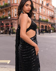 Black Sequin & Crystal Saree