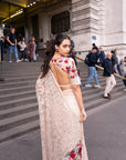 Beige Multi-Coloured Thread Work Saree