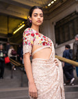 Beige Multi-Coloured Thread Work Saree