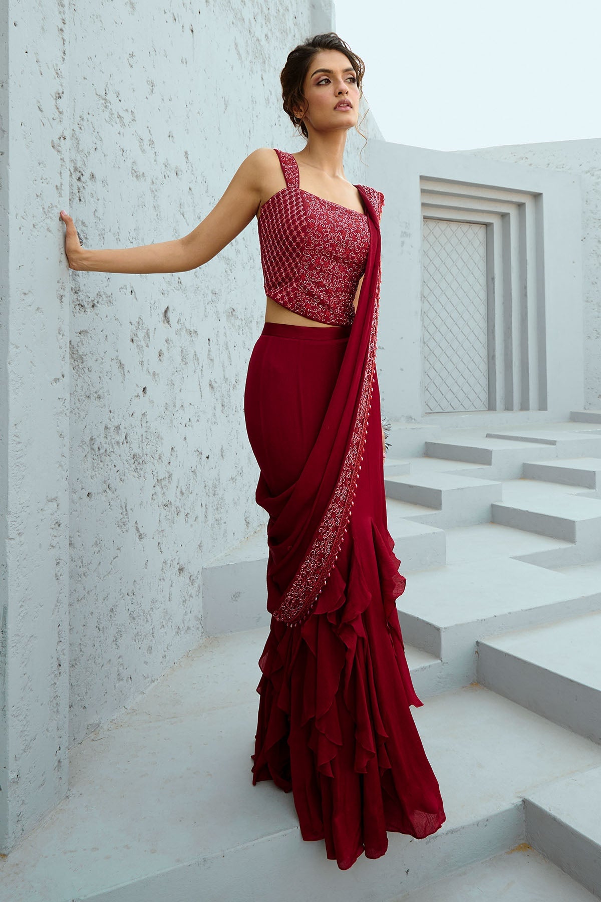 Sunny's Bridal - Chamee & Palak - Estelle Corset Pre Drape Saree