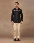 Deep Black Embroidered Shirt | Muraqqa