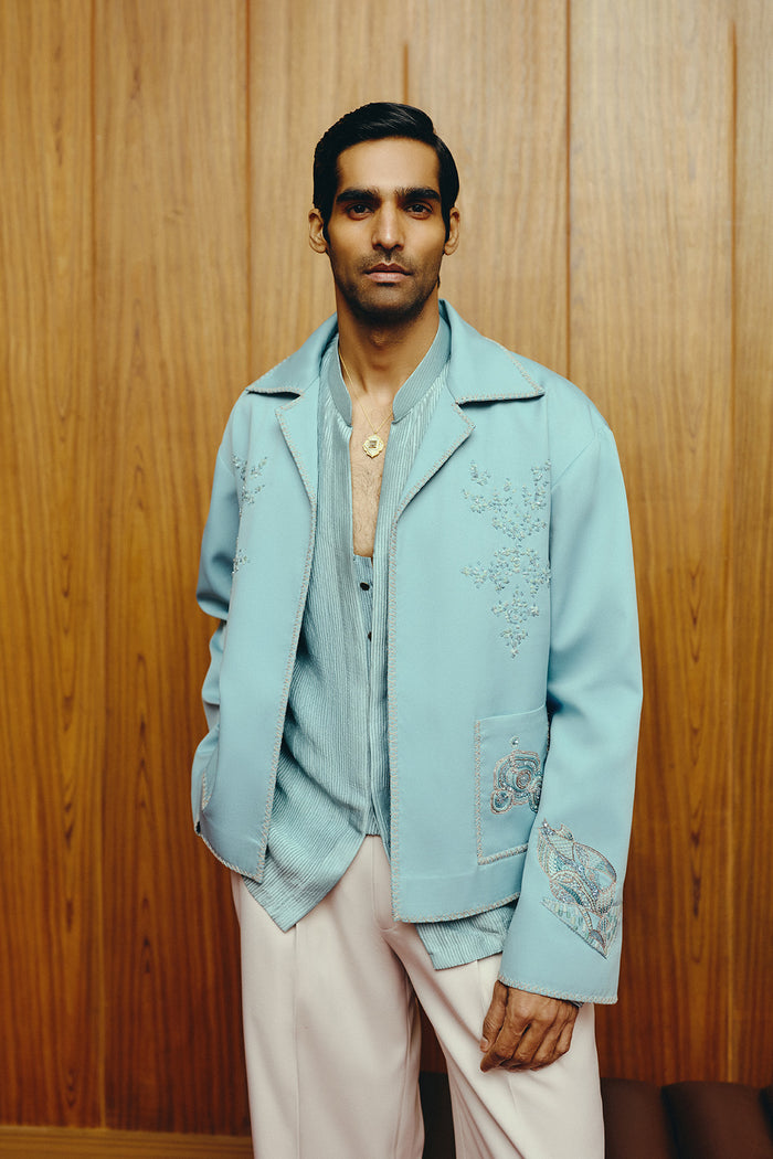 Arctic Elegance Open Jacket and Shirt with Trouser set