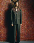 Kashida Obsidian Jacket and Pant set with V- Neck Shirt