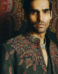 Kashida Obsidian Jacket and Pant set with V- Neck Shirt