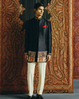 The Imperial Noir Open Jacket with Pant and Kurta Set