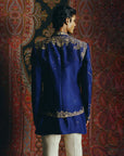 Blue Heritage Open Jacket with Kurta & Pant Set