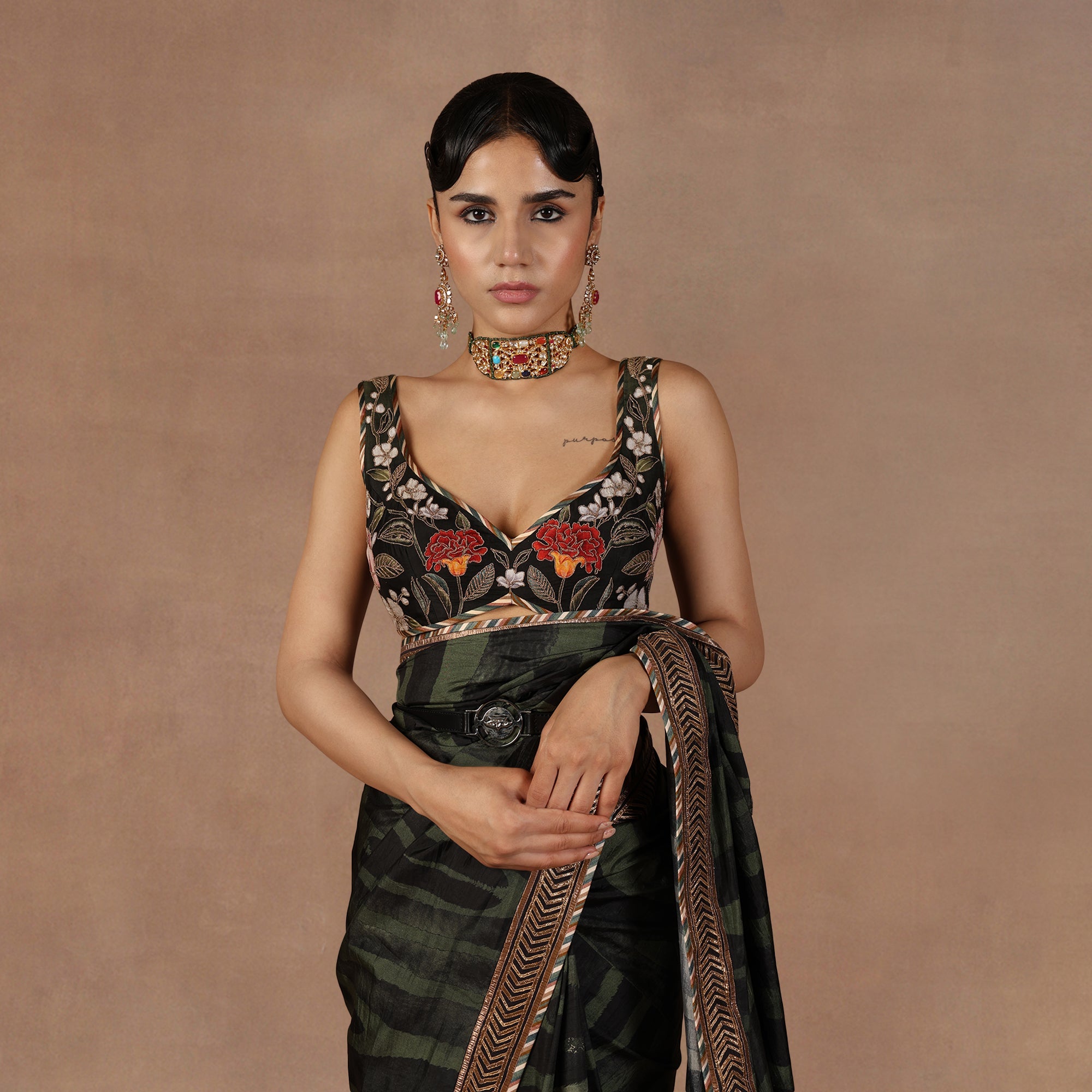 Emerald Green Saree Set