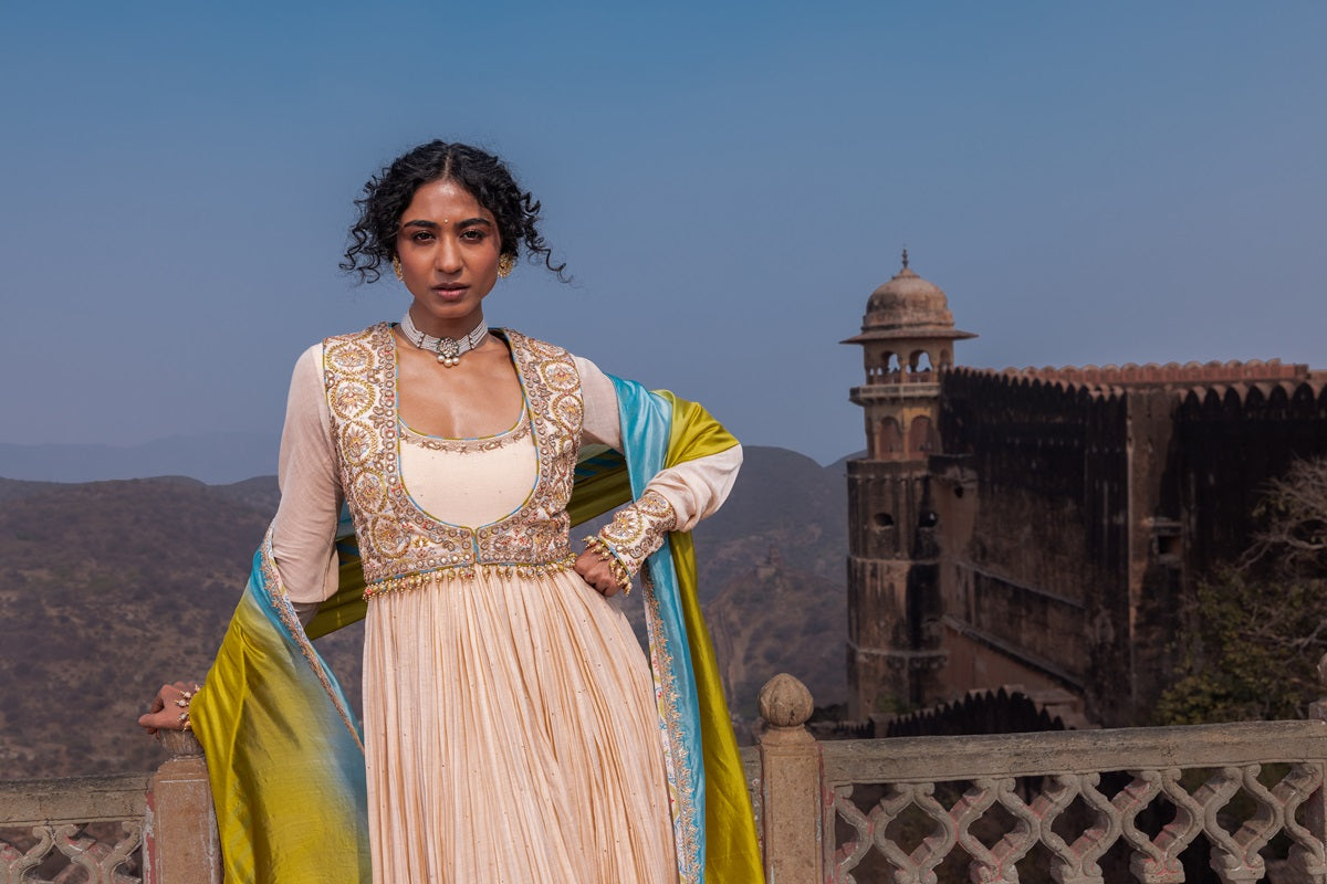 Buttercup Anarkali Koti  set