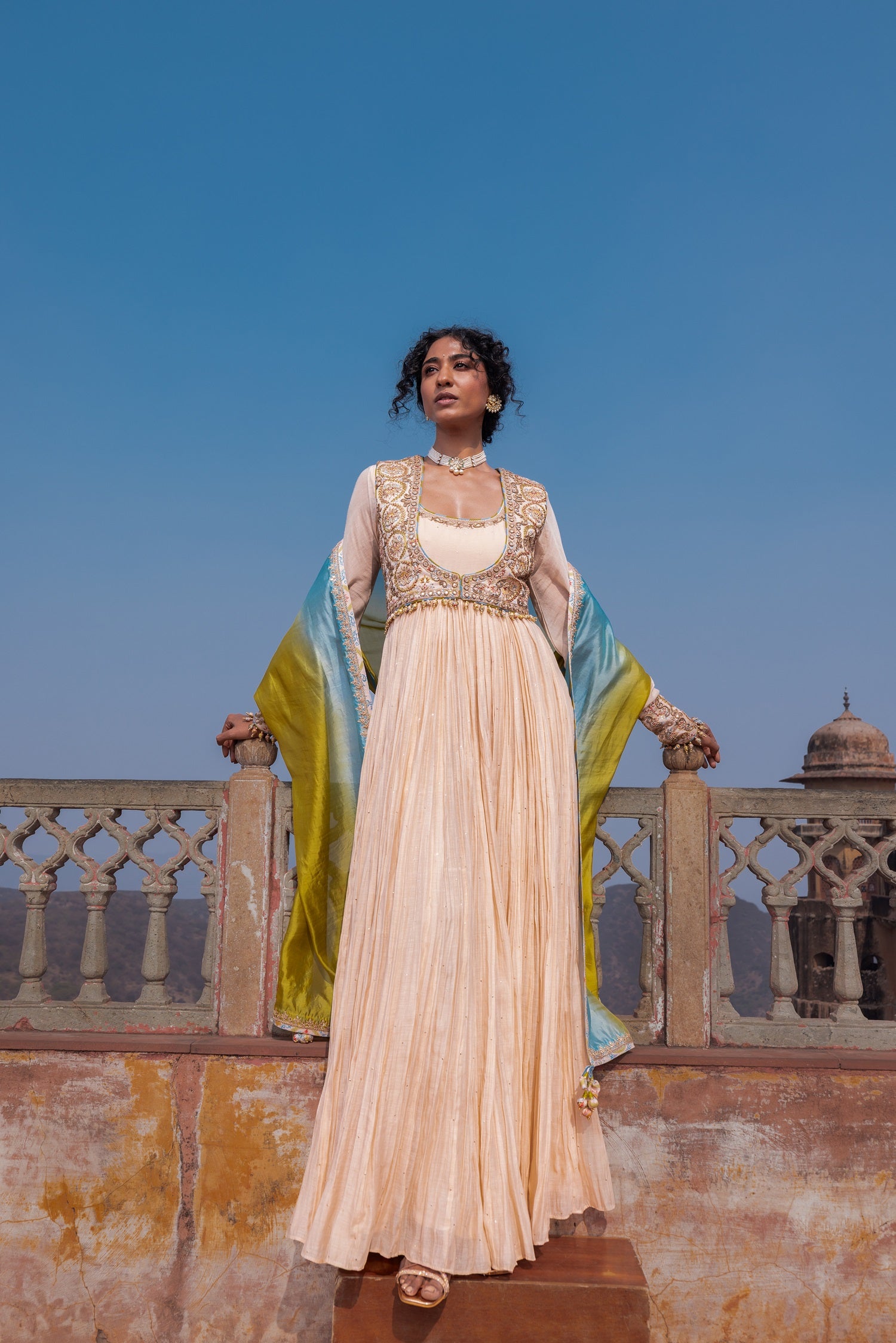 Buttercup Anarkali Koti  set