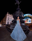 Ice Blue Mirror Work Gown 2