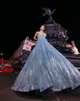 Ice Blue Mirror Work Gown 4