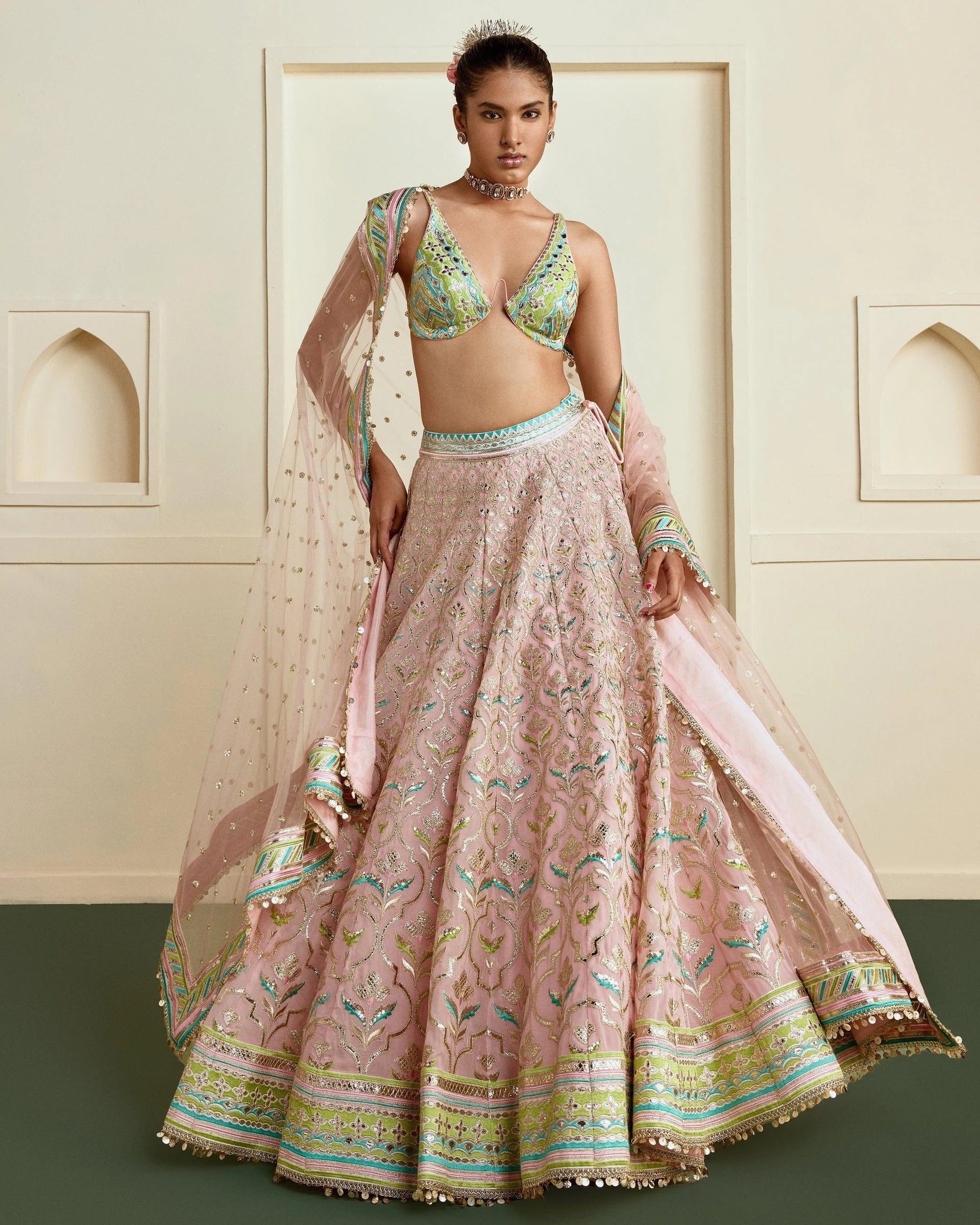 Raiha Lehenga Set - Soft Pink