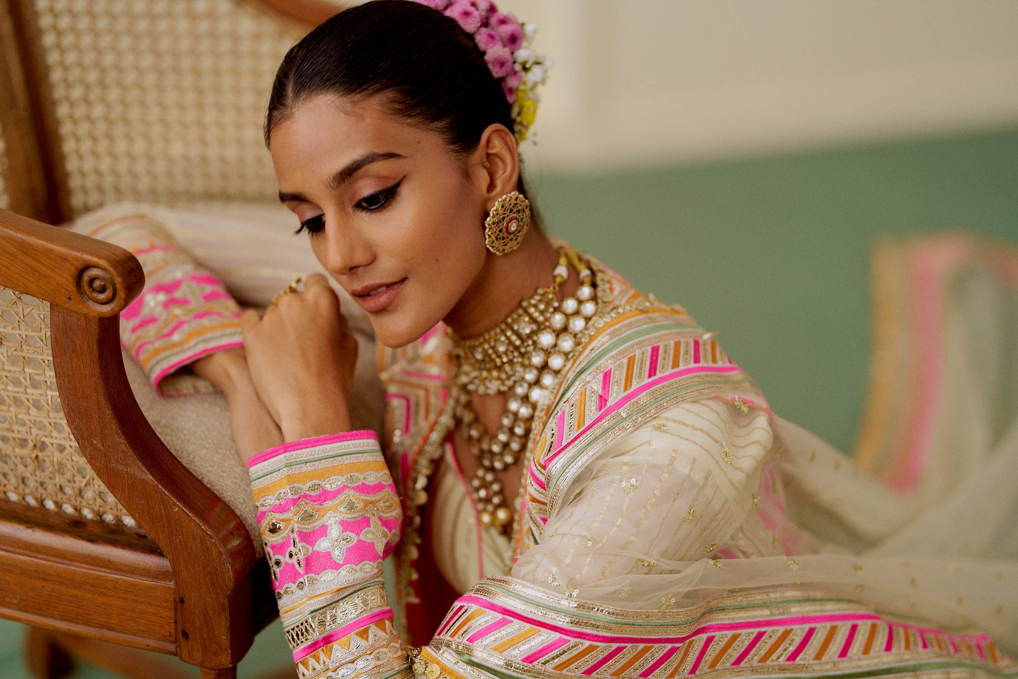 Qissa Anarkli Set - Beige