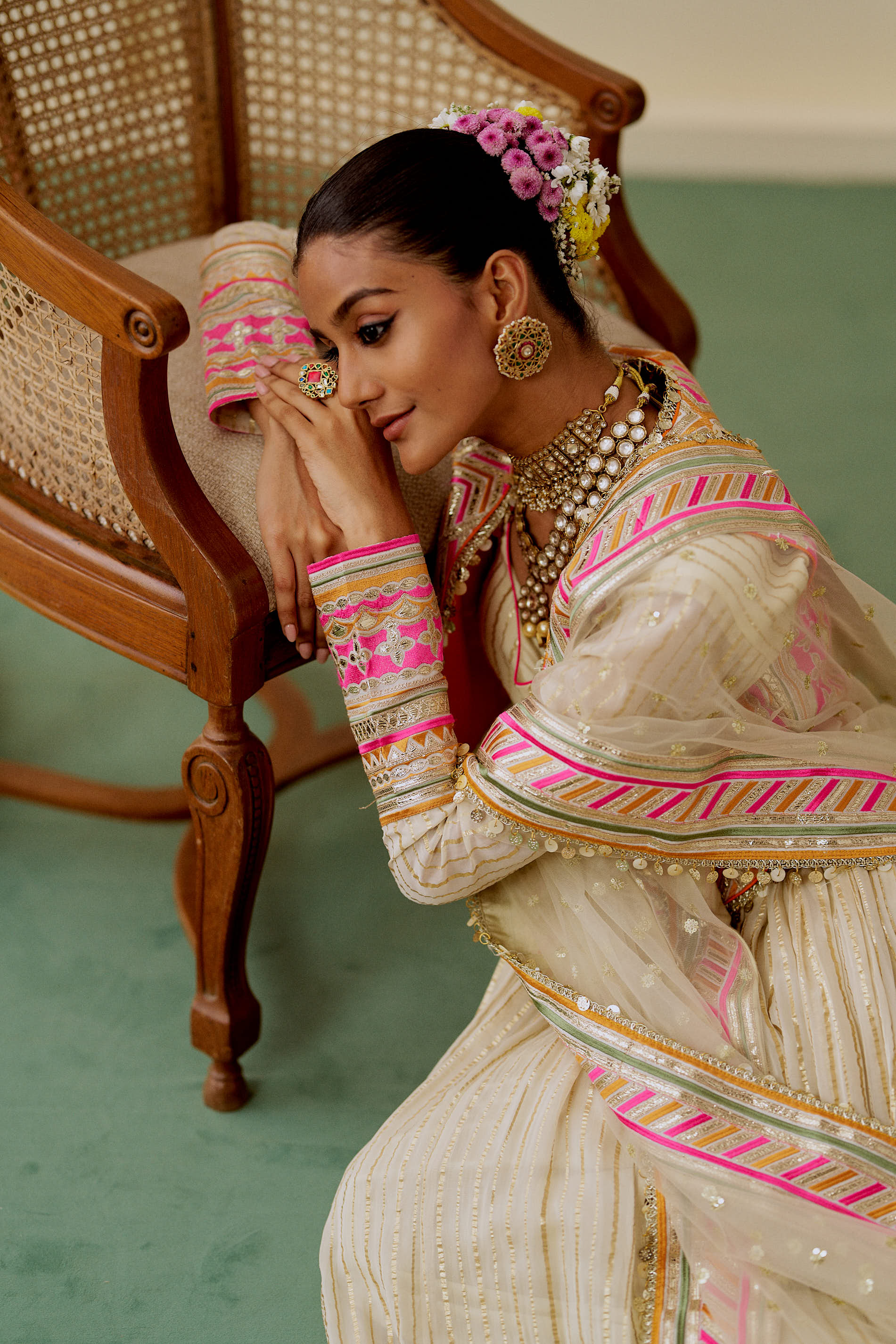 Qissa Anarkli Set - Beige