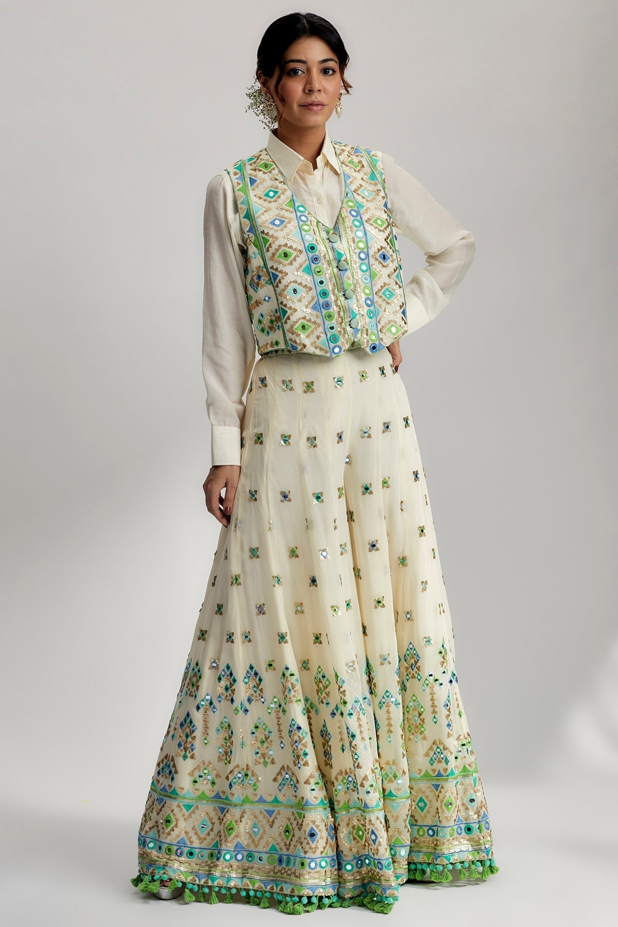 Aditi Rao Hydari In Amara Jacket Set With Flared Pants - Ready to Ship