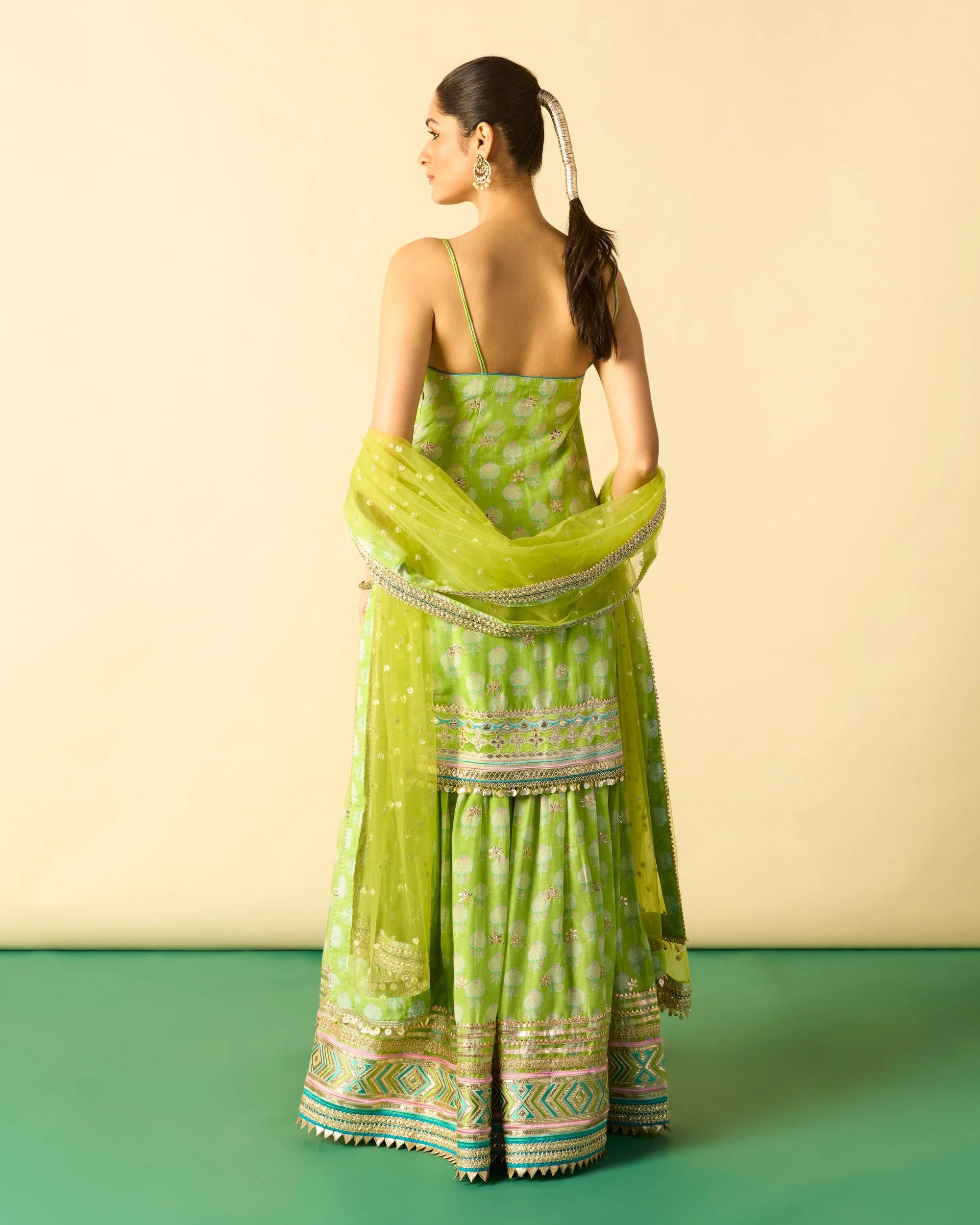 Ravina Strappy Sharara Set - Lime