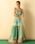 Ravina Strappy Sharara Set - Aqua