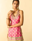 Dwisha Halter Sharara Set - Pink
