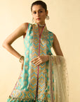 Aarvi Sharara Set - Aqua