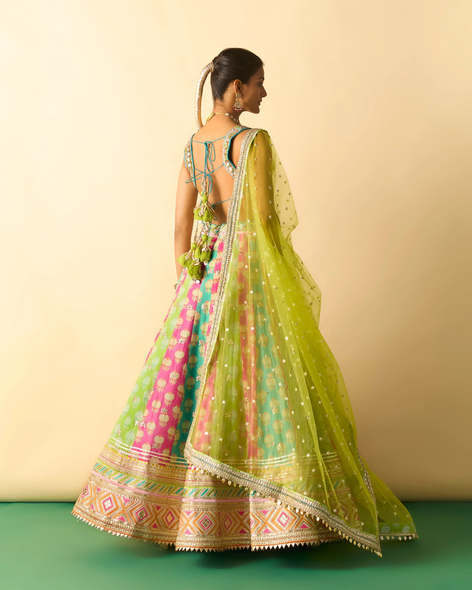 Shyama Lehenga Set - Lime Green