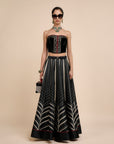 Noir Chevron Corset Skirt Set