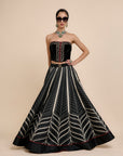 Noir Chevron Corset Skirt Set