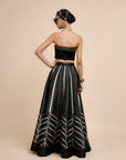 Noir Chevron Corset Skirt Set